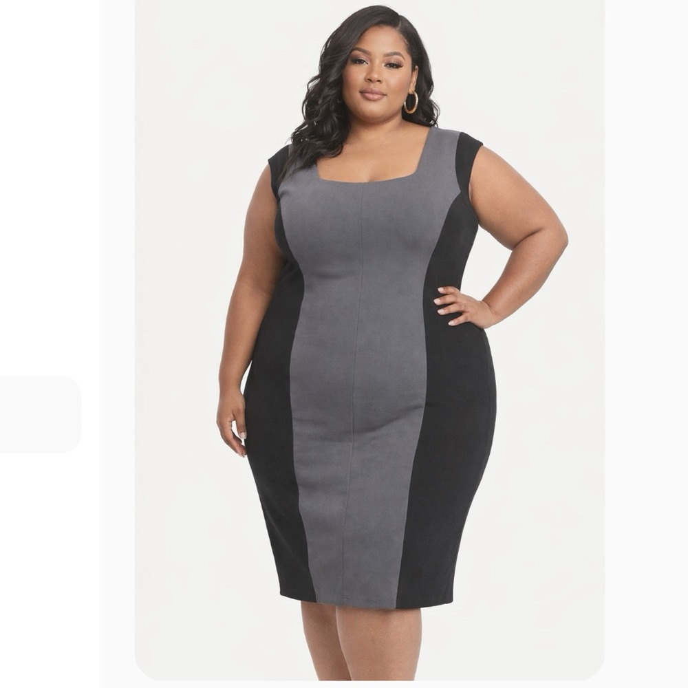 TORRID Black Grey Colorblock Contour Ponte Dress. Womens Plus Size 26